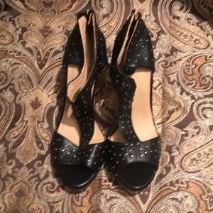 Black Silver Stud Heels: 9M Charlotte Ronson.